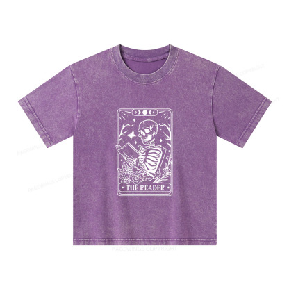 Pagewings Halloween The Reader Tarot Card Unisex Kids Washed T-shirt