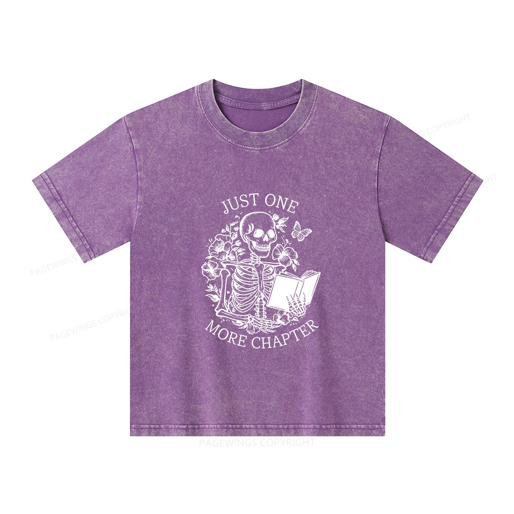 Pagewings One More Chapter Skeleton Unisex Kids Washed T-shirt