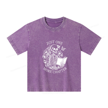 Pagewings One More Chapter Skeleton Unisex Kids Washed T-shirt