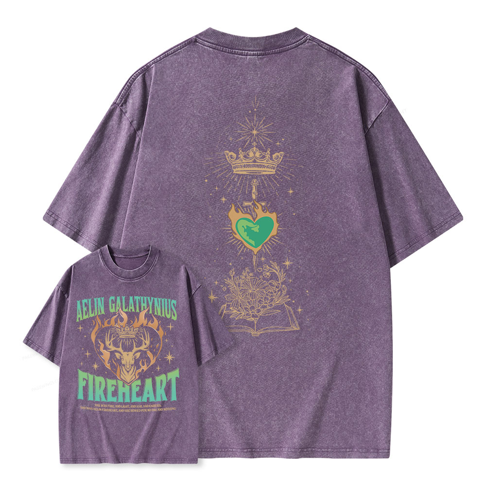 Pagewings Aelin Galathynius Fireheart Unisex Washed T-shirt