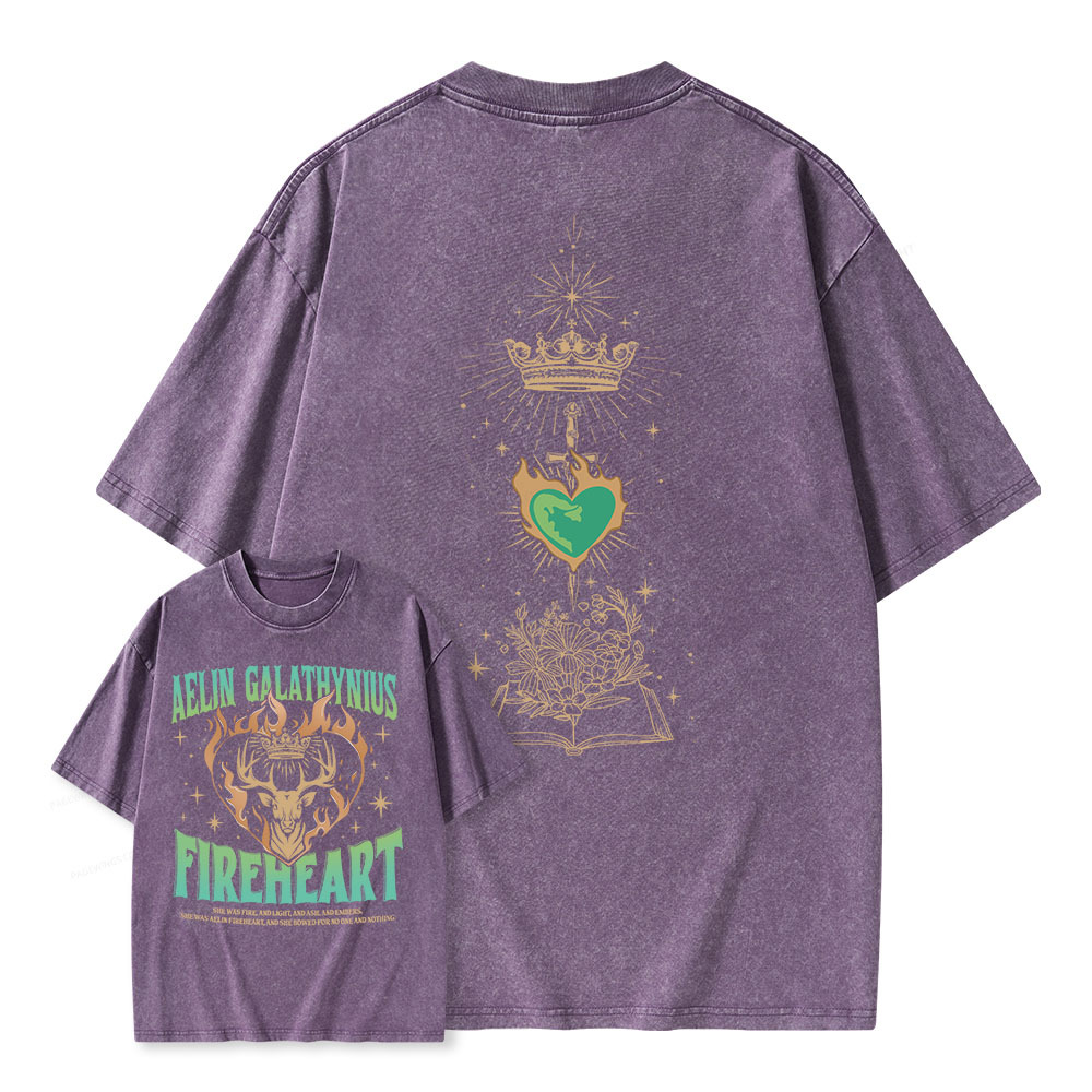 Pagewings Aelin Galathynius Fireheart Unisex Washed T-shirt