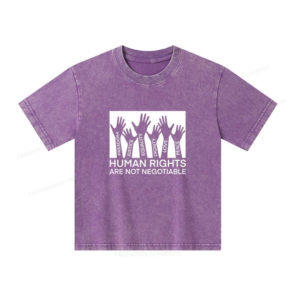 Pagewings Human Rights Are Not Negotiable Unisex Kids Washed T-shirt