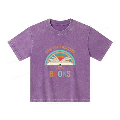 Pagewings Ban The Fascists Save The Books Unisex Kids Washed T-shirt