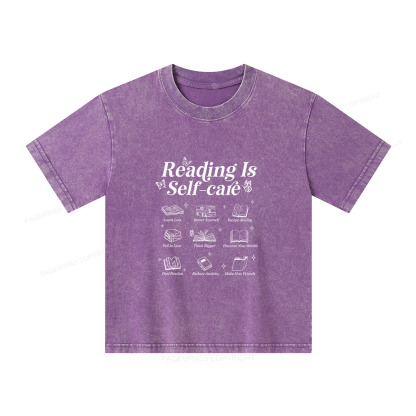 Pagewings Reading Is Self Care Unisex Kids Washed T-shirt