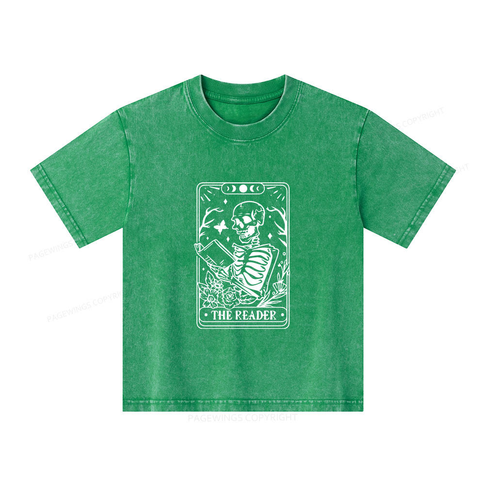 Pagewings Halloween The Reader Tarot Card Unisex Kids Washed T-shirt