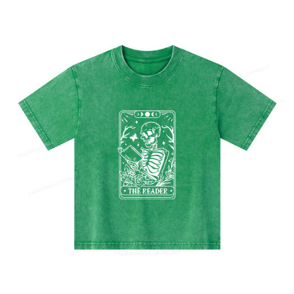 Pagewings Halloween The Reader Tarot Card Unisex Kids Washed T-shirt