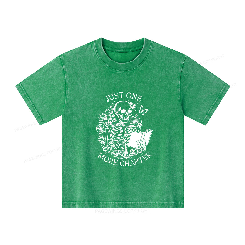 Pagewings One More Chapter Skeleton Unisex Kids Washed T-shirt