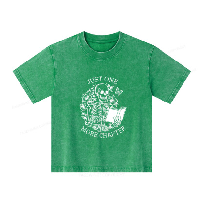 Pagewings One More Chapter Skeleton Unisex Kids Washed T-shirt