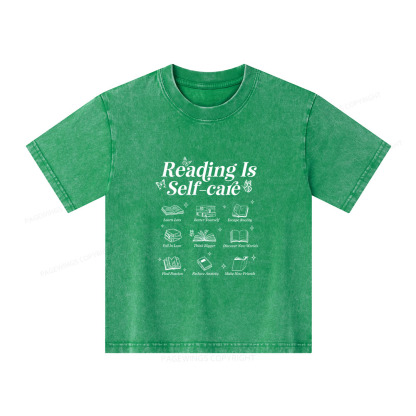 Pagewings Reading Is Self Care Unisex Kids Washed T-shirt