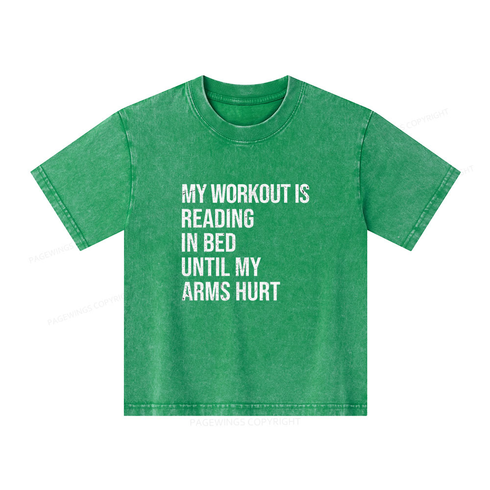 Pagewings My Workout Reading Unisex Kids Washed T-shirt