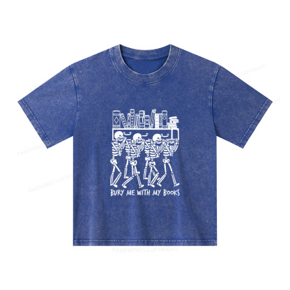 Pagewings Bury Me With My Books Unisex Kids Washed T-shirt