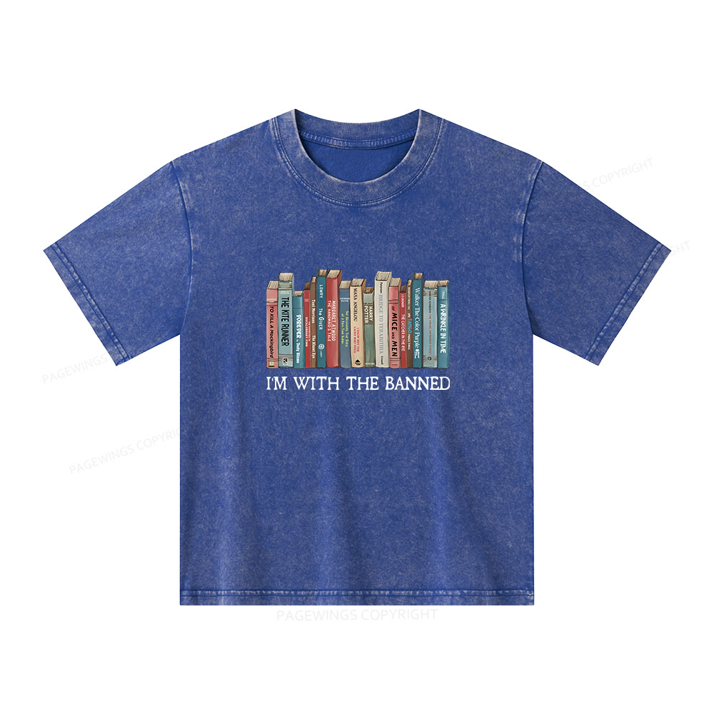 Pagewings I'm With The Banned Unisex Kids Washed T-shirt