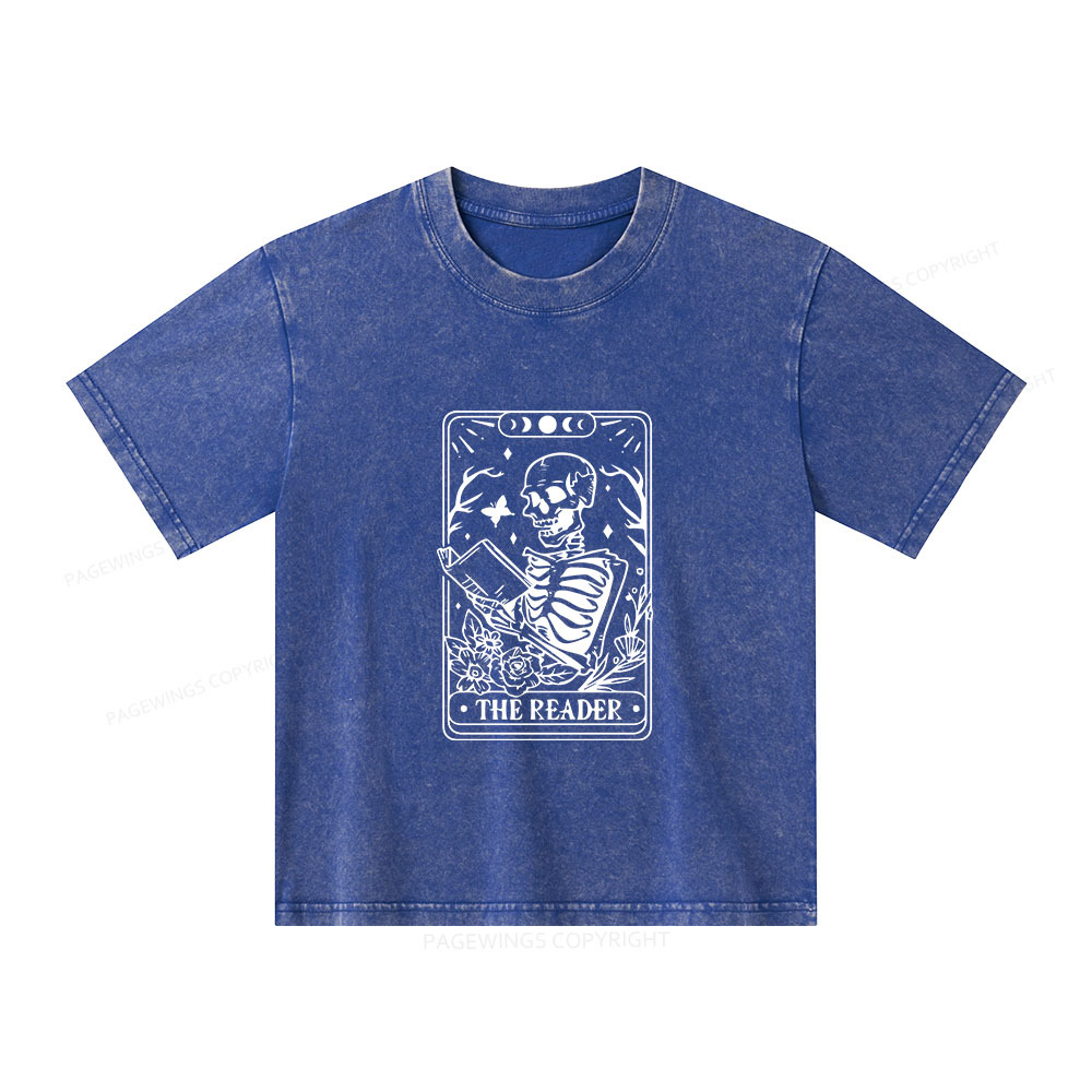 Pagewings Halloween The Reader Tarot Card Unisex Kids Washed T-shirt