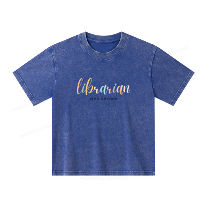 Pagewings Personalized Gift for Librarian Unisex Kids Washed T-shirt