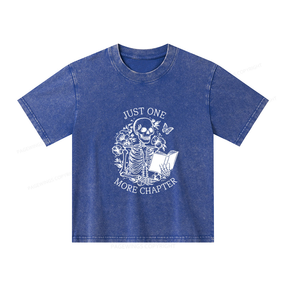 Pagewings One More Chapter Skeleton Unisex Kids Washed T-shirt