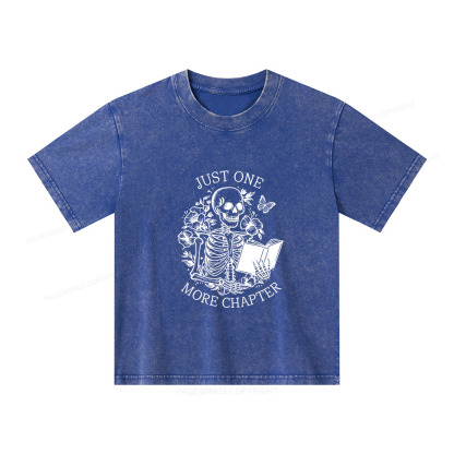 Pagewings One More Chapter Skeleton Unisex Kids Washed T-shirt