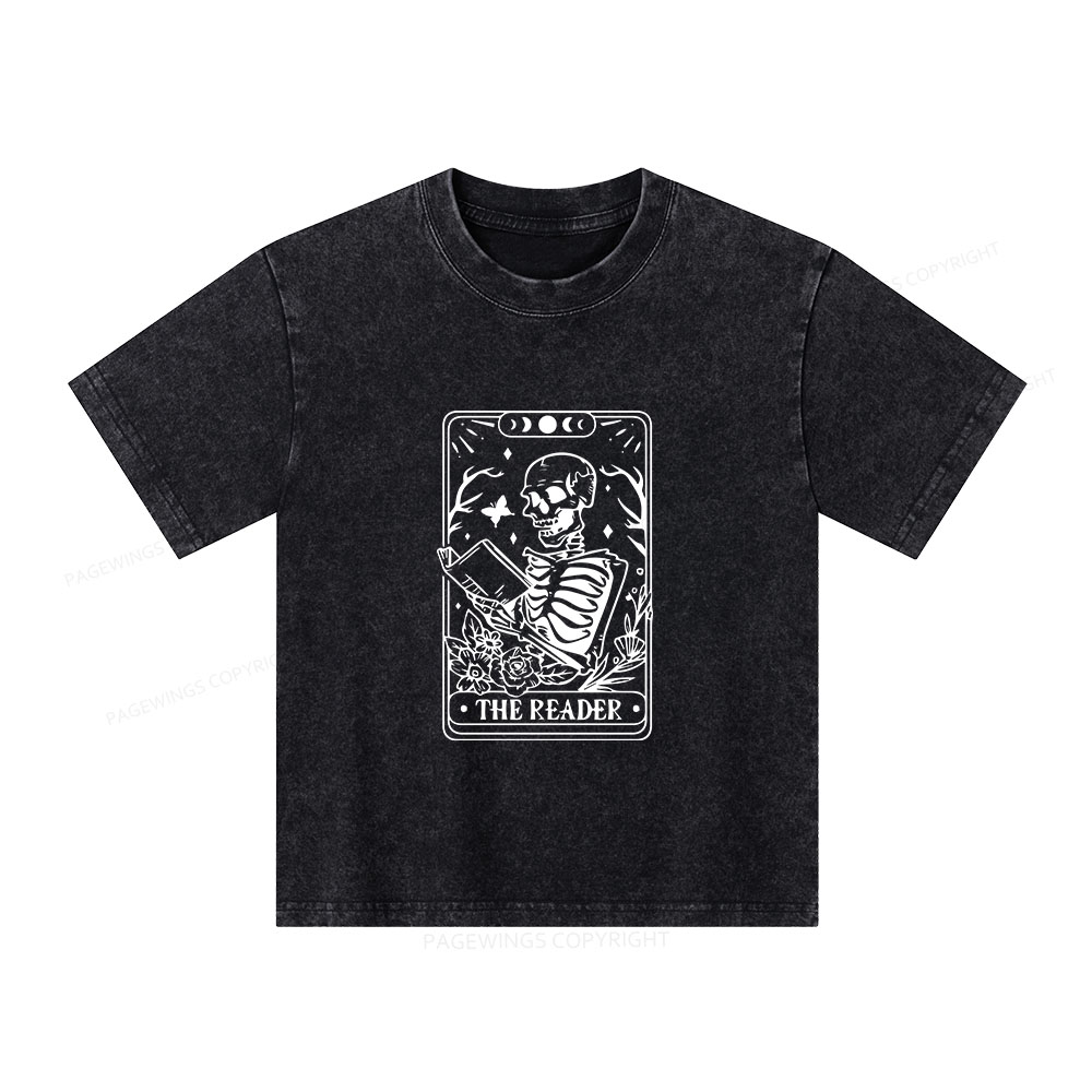Pagewings Halloween The Reader Tarot Card Unisex Kids Washed T-shirt