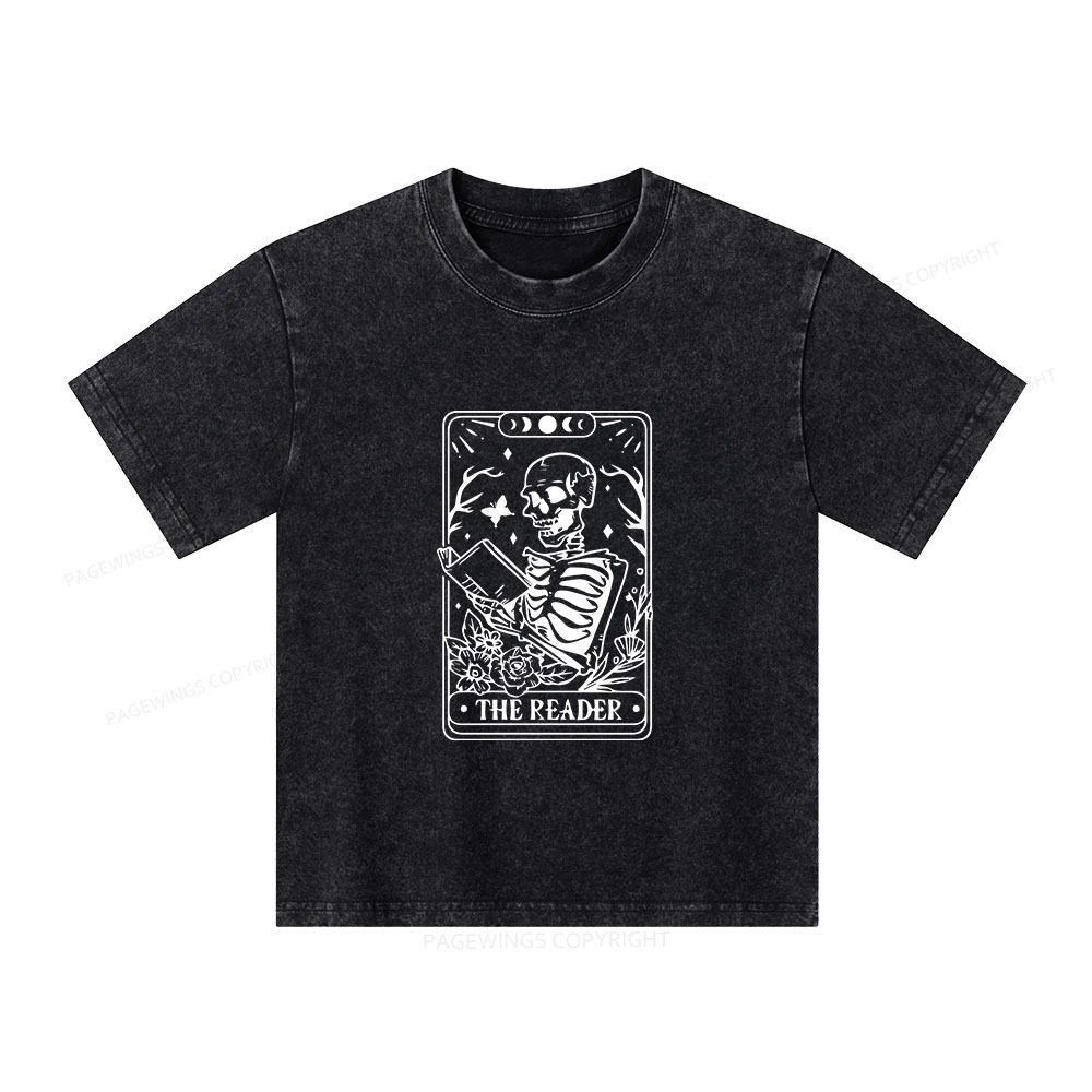 Pagewings Halloween The Reader Tarot Card Unisex Kids Washed T-shirt