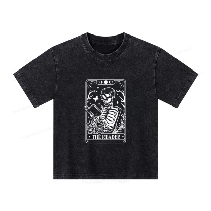 Pagewings Halloween The Reader Tarot Card Unisex Kids Washed T-shirt