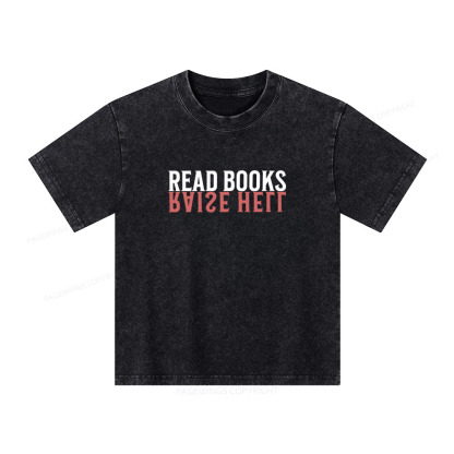 Pagewings Raise Hell Read Books Unisex Kids Washed T-shirt