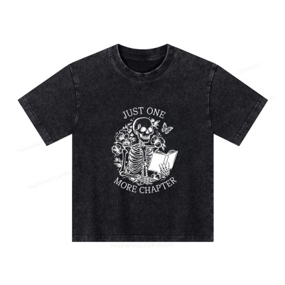 Pagewings One More Chapter Skeleton Unisex Kids Washed T-shirt