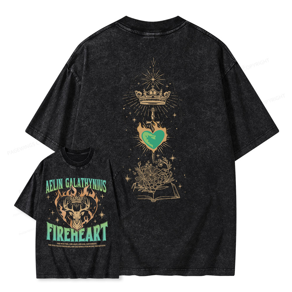 Pagewings Aelin Galathynius Fireheart Unisex Washed T-shirt