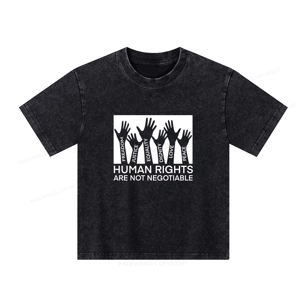 Pagewings Human Rights Are Not Negotiable Unisex Kids Washed T-shirt