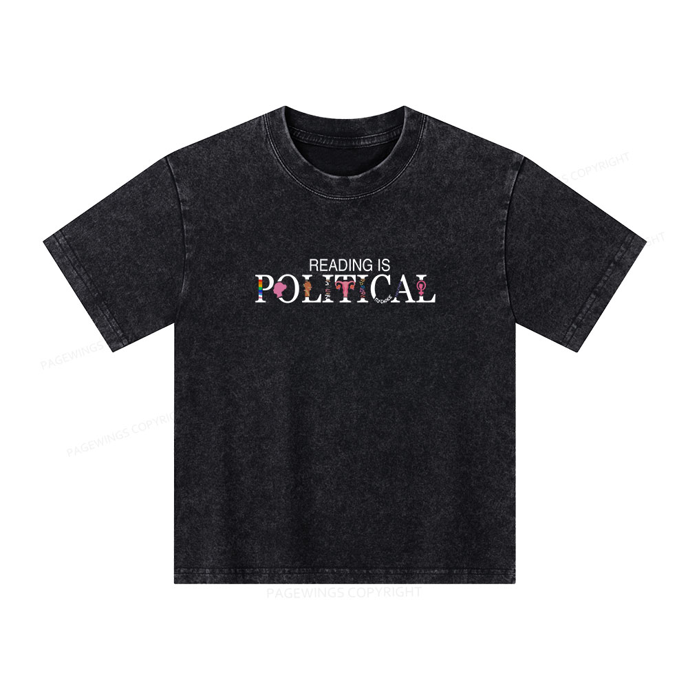 Pagewings Reading is Political Comfort Colors Fantasy Unisex Kids Washed T-shirt