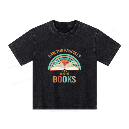 Pagewings Ban The Fascists Save The Books Unisex Kids Washed T-shirt