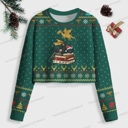 Pagewings Book Dragon Women Ugly Crop Sweatshirt