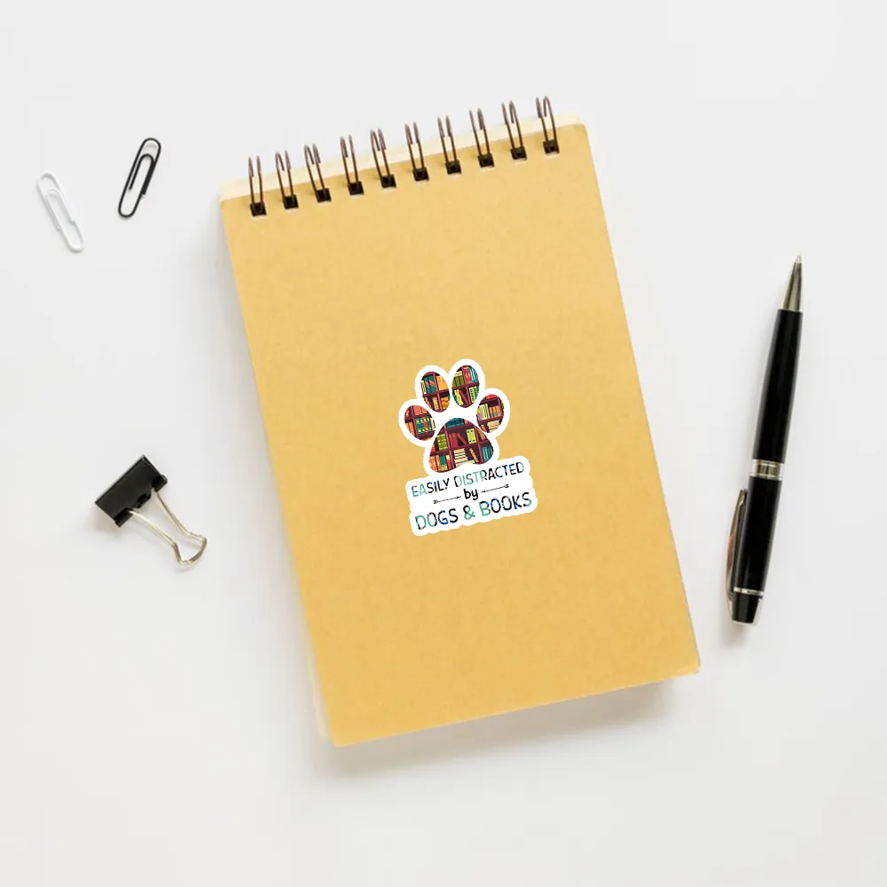 Pagewing Easily Distracted By Dogs And Books Sticker