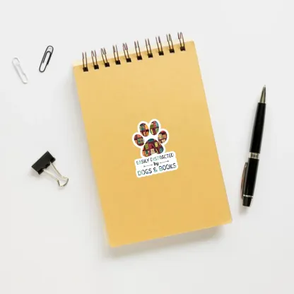 Pagewing Easily Distracted By Dogs And Books Sticker