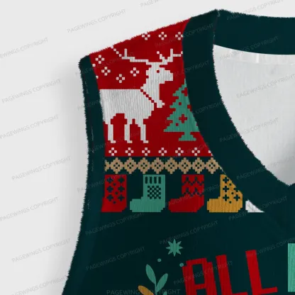 Pagewings All I Want For Christmas Is More Books Unisex V-Neck Ugly Knit Vest
