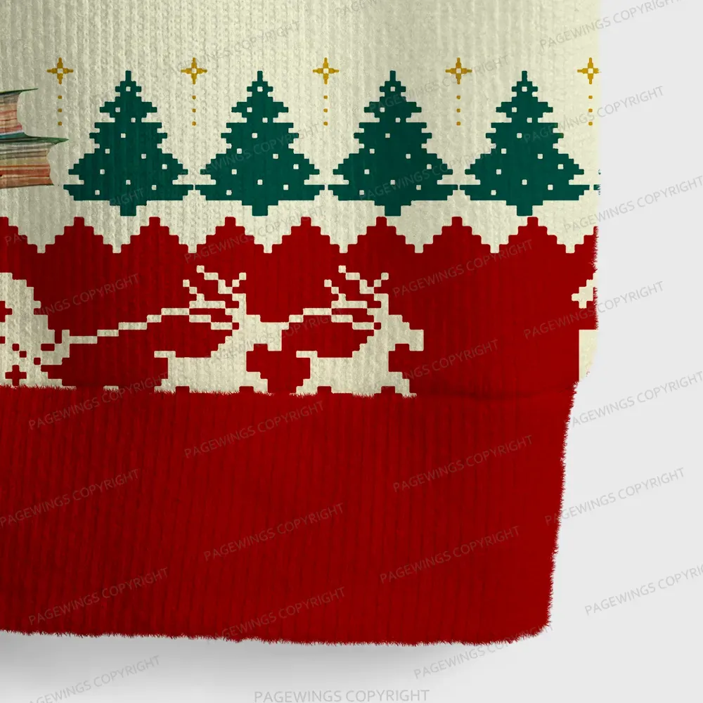 Pagewings Christmas Book Tree  Unisex V-Neck Ugly Knit Vest