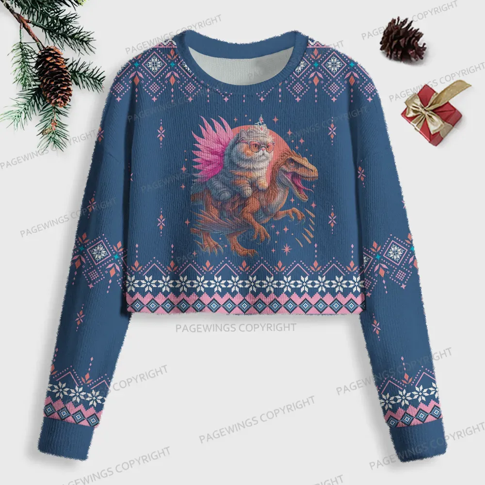 Pagewings God Dammit Donut Women Ugly Crop Sweatshirt