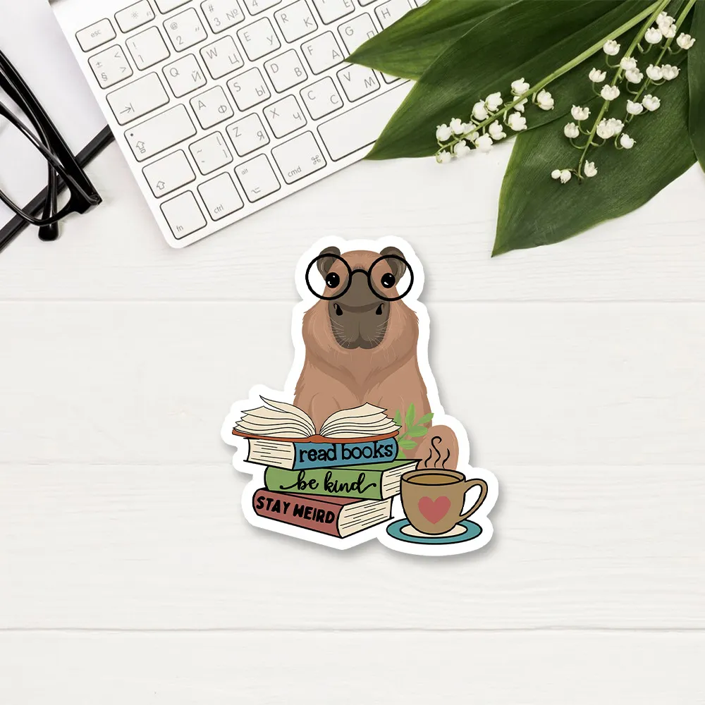 Pagewing Capybara Reading Sticker