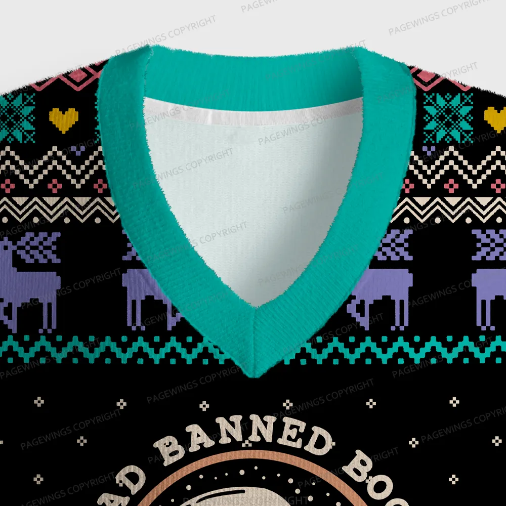 Pagewings Read Banned Books Unisex V-Neck Ugly Knit Vest