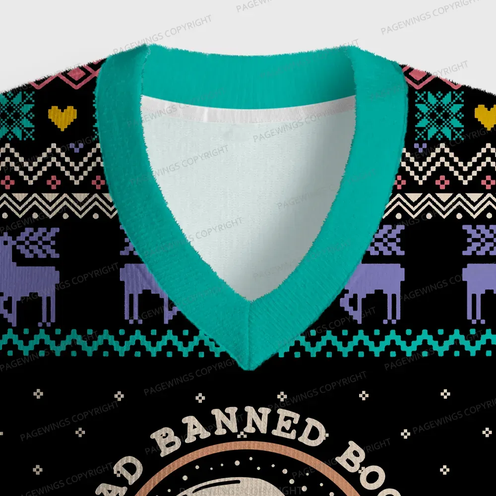 Pagewings Read Banned Books Unisex V-Neck Ugly Knit Vest