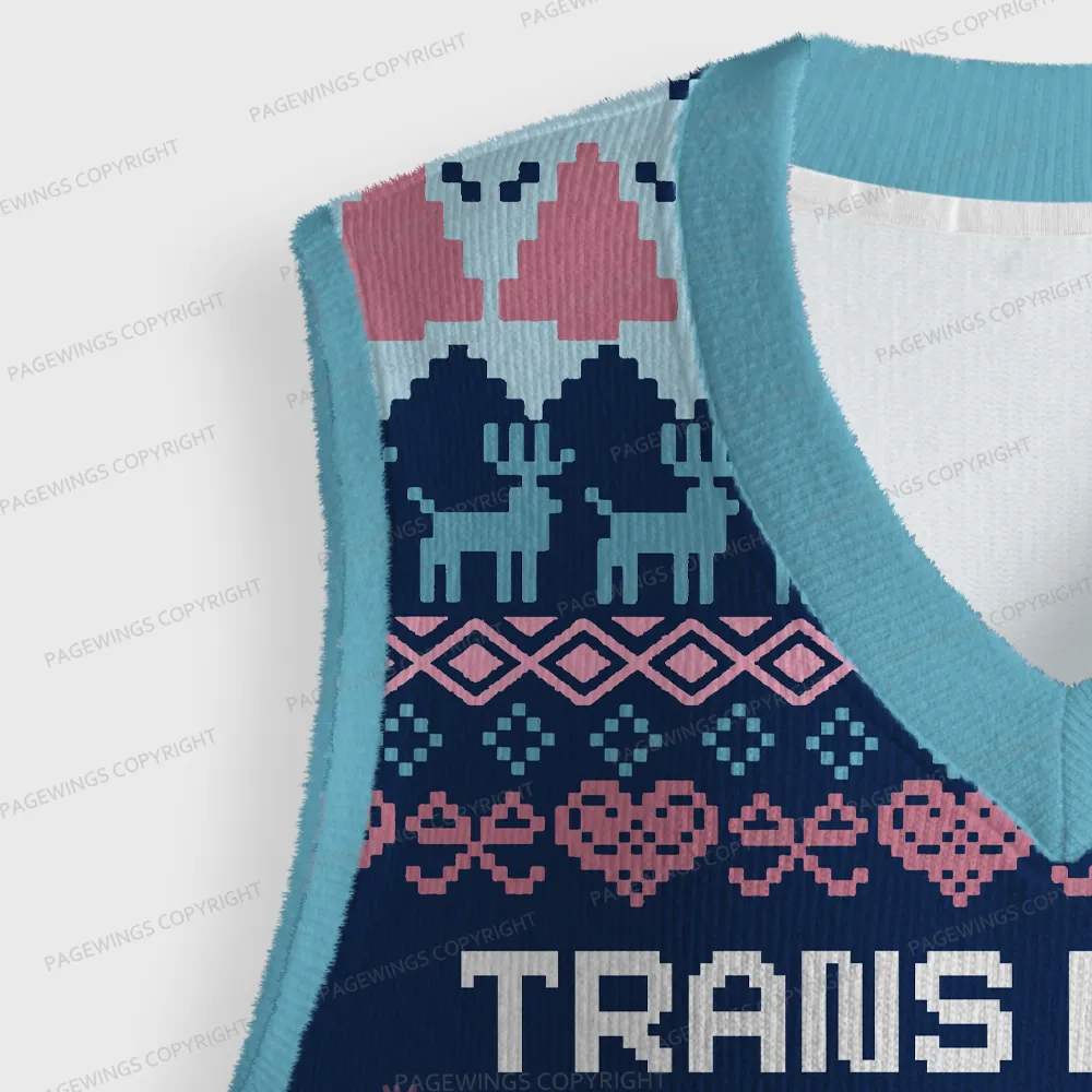 Pagewings Trans Rights Are Human Rights Unisex V-Neck Ugly Knit Vest