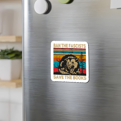Pagewings Ban The Fascists Save The Books Fridge Magnet