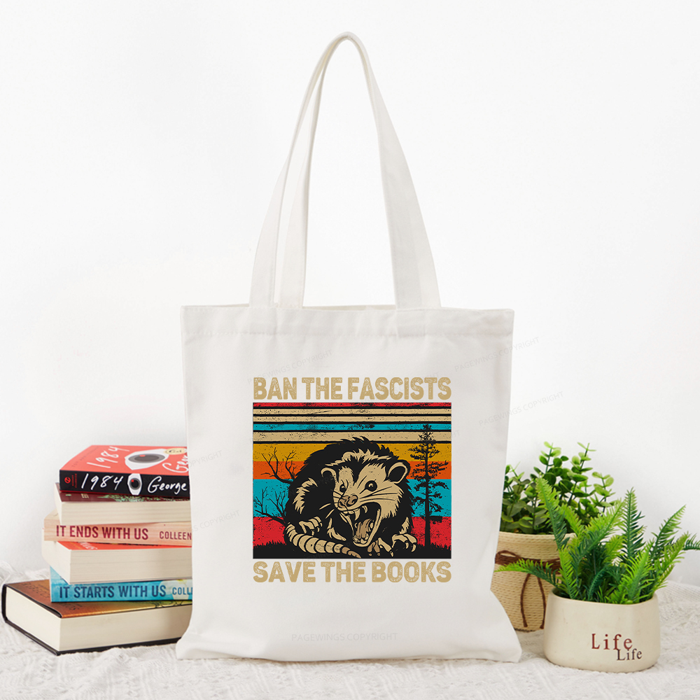 Pagewings Ban The Fascists Save The Books Tote Bag