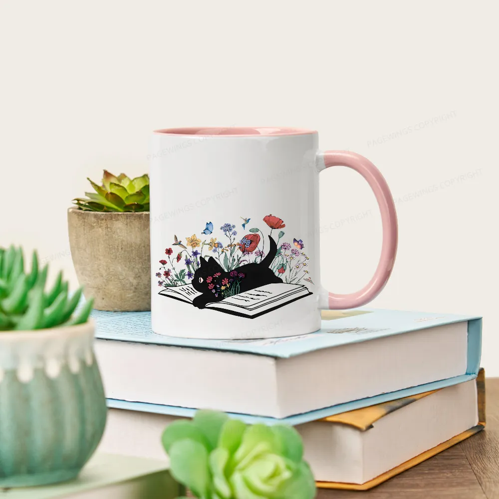 Pagewings The Cat Is Lying On The Book Mug