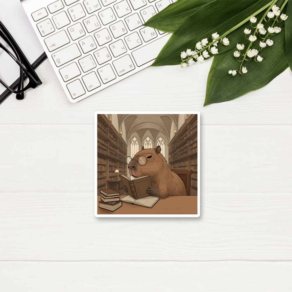 Pagewings The Reader Capybara Sticker