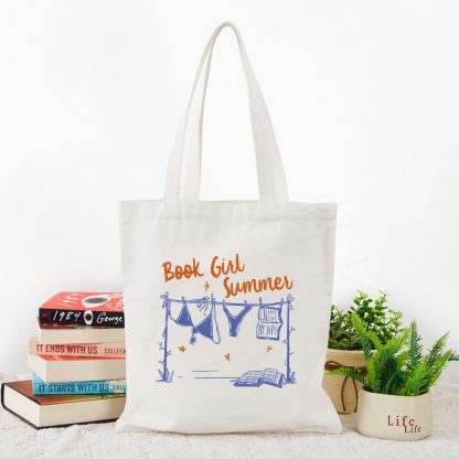 Pagewings Book Girl Summer Bookish Tote Bag