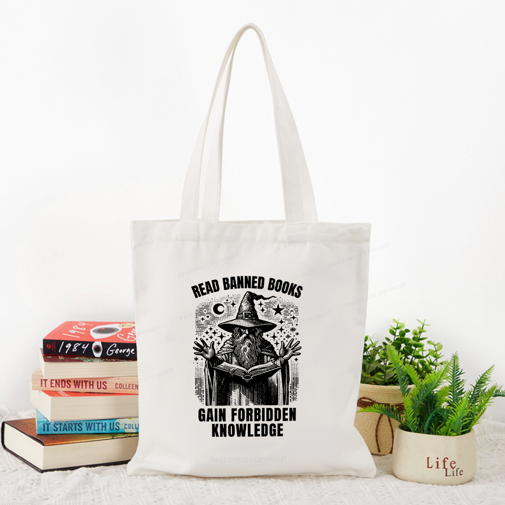 Pagewings Read Banned Books Gain Forbidden Knowledge Tote Bag
