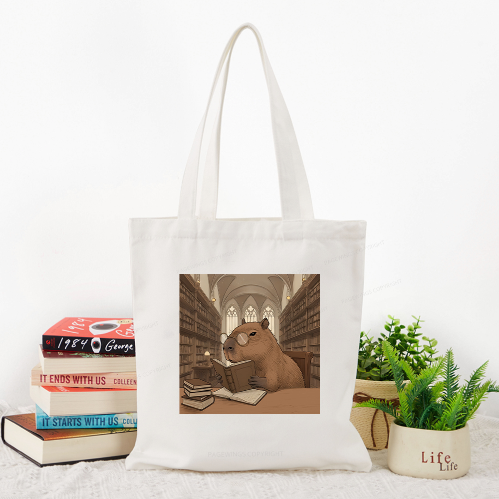 Pagewings The Reader Capybara Tote Bag