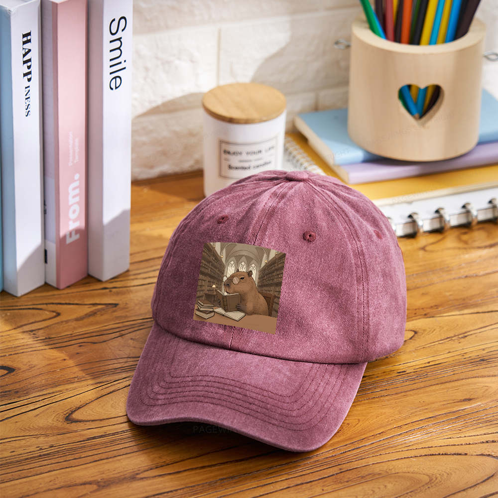 Pagewings The Reader Capybara Washed Cap