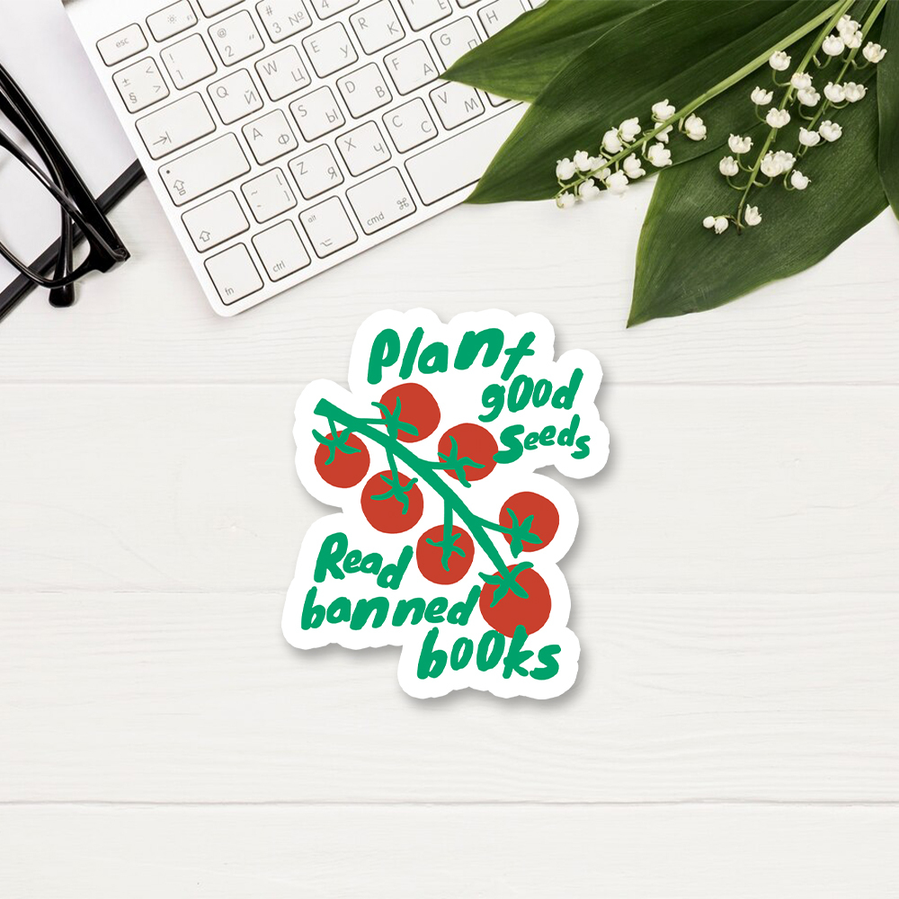 Pagewings Plant Good Seeds Read Banned Books Sticker