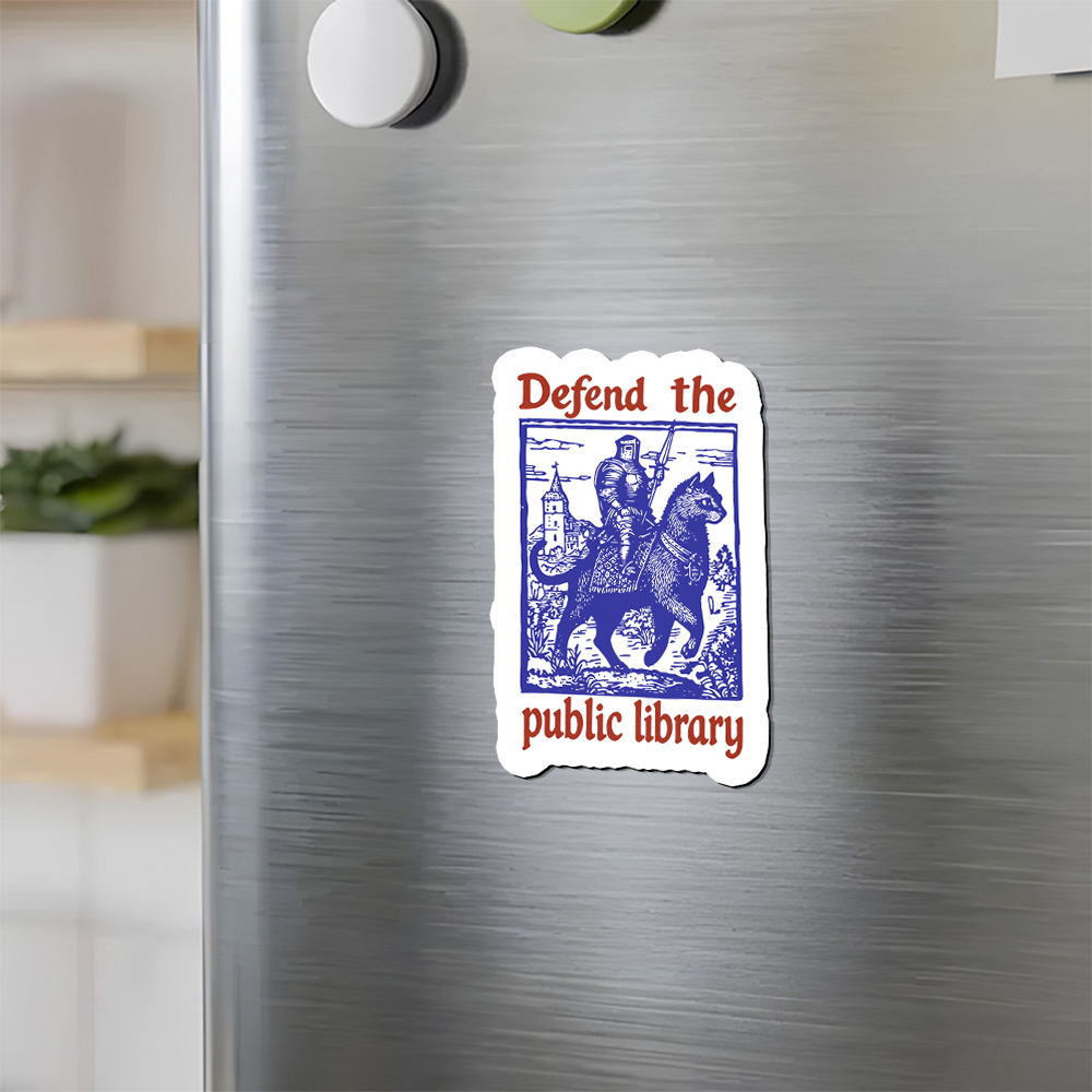 Pagewings Defend the Public Library Fridge Magnet