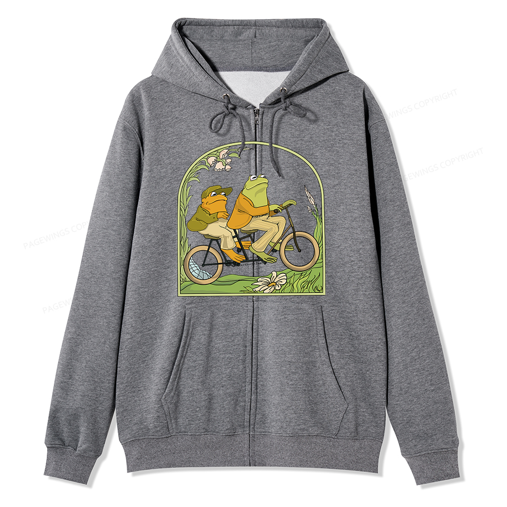 Pagewings Frog And Toad Book Vintage Unisex Fleece Zip Up Hoodie
